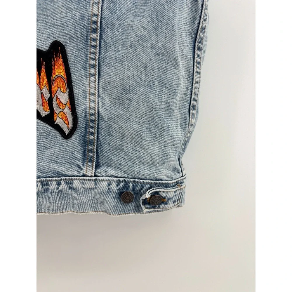 Levis Denim Vest Mens Blue Trucker Big Dog Motorcycles Choppers Large Vintage